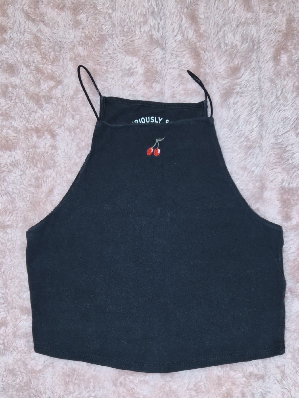 Aeropostale Black Bungee Cami with White Logo Print